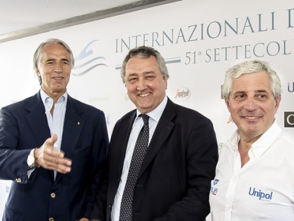 Giovanni Malago, presidente Coni, Paolo Barelli, presidente Fin, Cesare Butini, Commissario tecnico nuoto