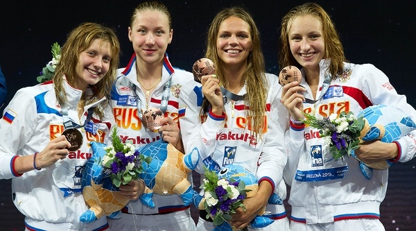 Russia RUS, USTINOVA Daria, EFIMOVA Yuliya, CHIMROVA Svetlana, POPOVA Veronika, bronze medal