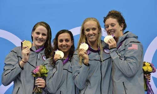 Left to right FRANKLIN Missy SONI Rebecca VOLLMER Dana SCHMITT Allison USA (gold medal)