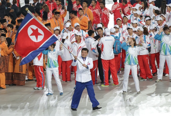 during the Opening Ceremony ahead of the 2014 Asian Games at Incheon Asiad Stadium on September 19, 2014 in Incheon, South Korea.